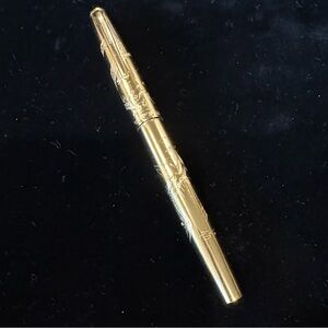 Vintage HERO Gold-Tone Fountain Pen With Dragon and Phoenix Designs